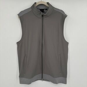 Dunning Golf Vest Mens Large Gray Full‎ Zip Sleeveless Athletic Layering